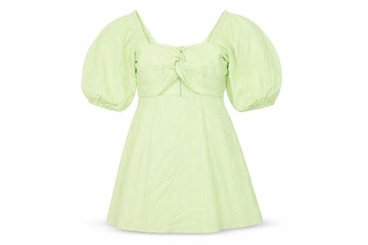 Front view of ASOS women’s green cotton skater dress, size UK 8, square neck zip