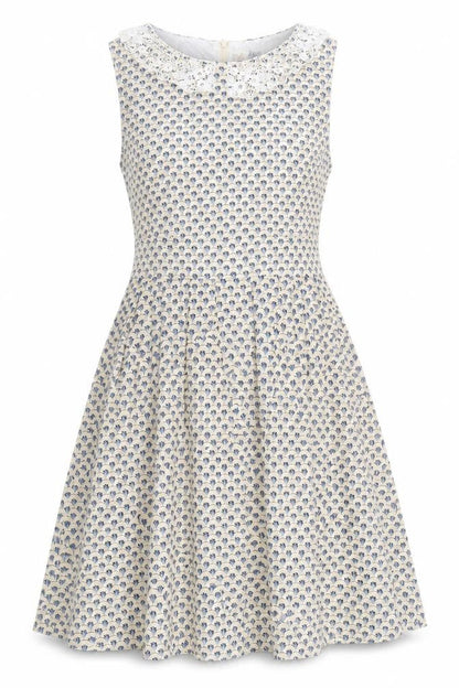 Shikka London Womens Beige Geometric Polyester Fit & Flare Size 10 Collared Zip