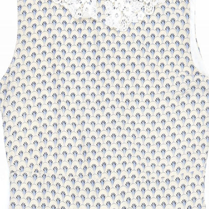 Shikka London Womens Beige Geometric Polyester Fit & Flare Size 10 Collared Zip