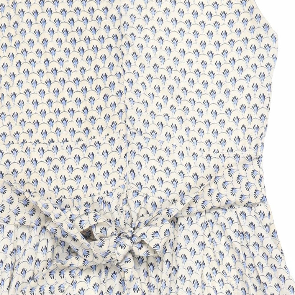 Shikka London Womens Beige Geometric Polyester Fit & Flare Size 10 Collared Zip