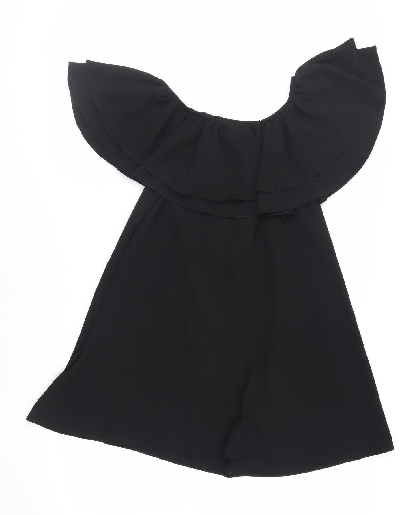 Nrew Look Womens Black Polyester Trapeze & Swing Size 10 Off the Shoulder Pullover - Embroidered