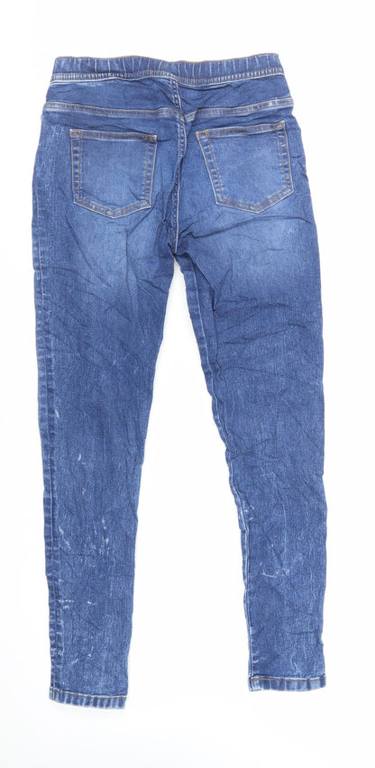 Marks and Spencer Girls Blue Cotton Jegging Jeans Size 13-14 Years Regular - Acid Wash Details