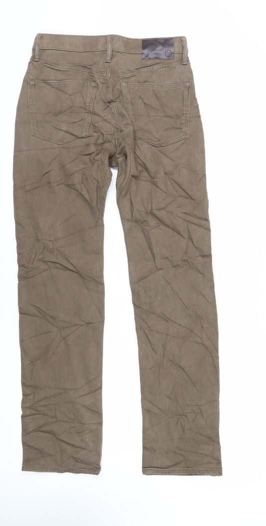 Marks and Spencer Mens Brown Cotton Straight Jeans Size 30 in L33 in Regular Zip