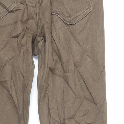 Marks and Spencer Mens Brown Cotton Straight Jeans Size 30 in L33 in Regular Zip