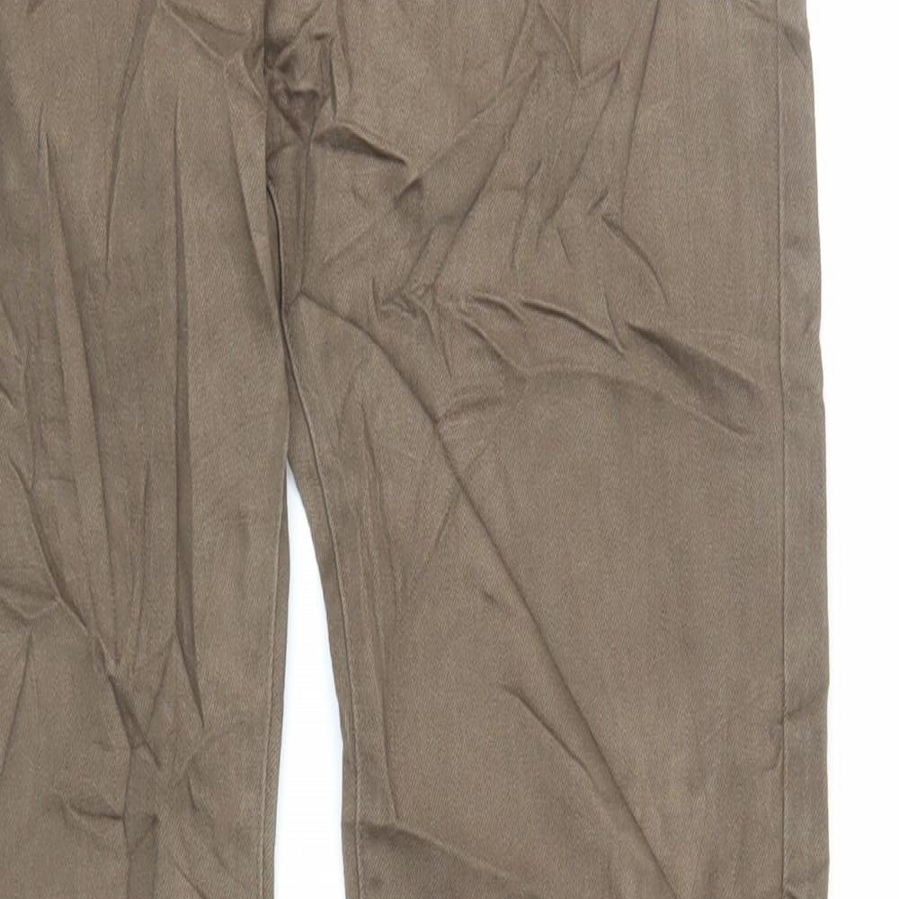 Marks and Spencer Mens Brown Cotton Straight Jeans Size 30 in L33 in Regular Zip