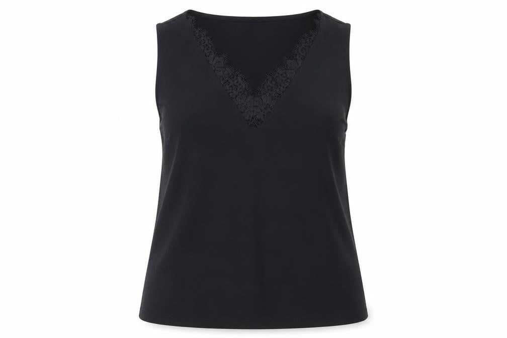 H&M Womens Black Polyester Basic Blouse Size S V-Neck - Lace Detail