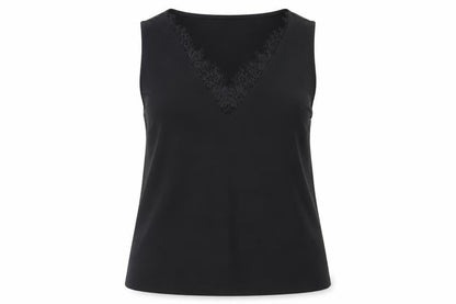 H&M Womens Black Polyester Basic Blouse Size S V-Neck - Lace Detail