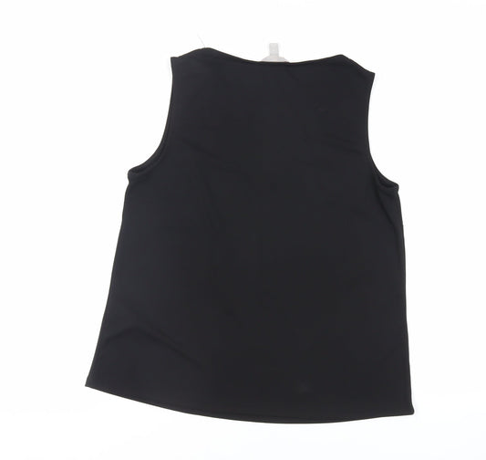 H&M Womens Black Polyester Basic Blouse Size S V-Neck - Lace Detail