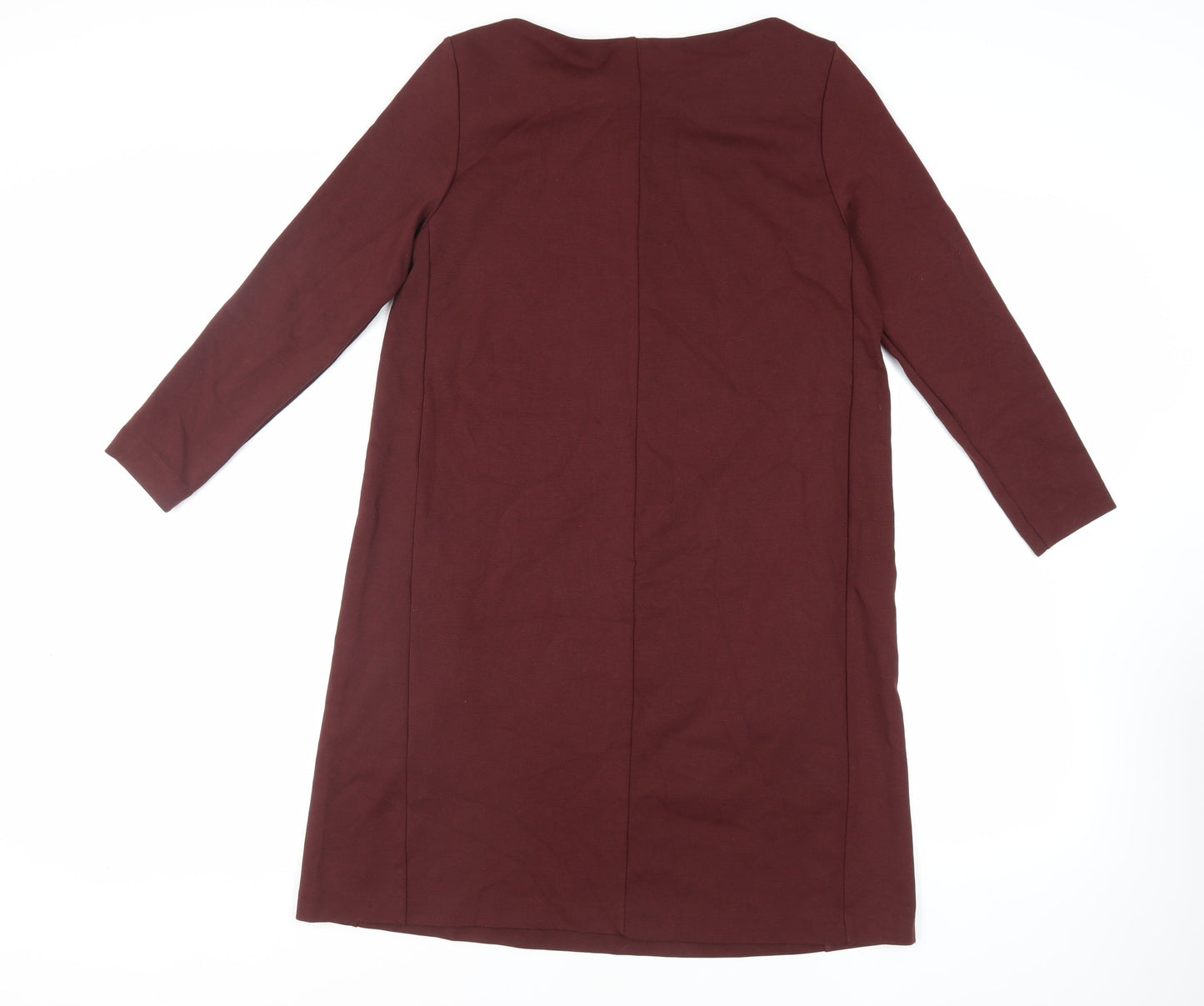 H&M Womens Red Viscose A-Line Size M Boat Neck Pullover - Pockets