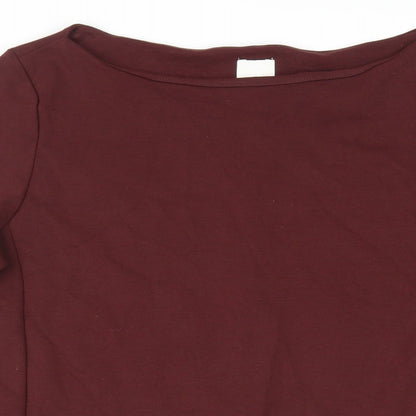 H&M Womens Red Viscose A-Line Size M Boat Neck Pullover - Pockets