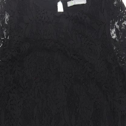 Marks and Spencer Womens Black Viscose Sheath Size 14 Boat Neck Button