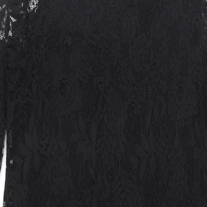 Marks and Spencer Womens Black Viscose Sheath Size 14 Boat Neck Button