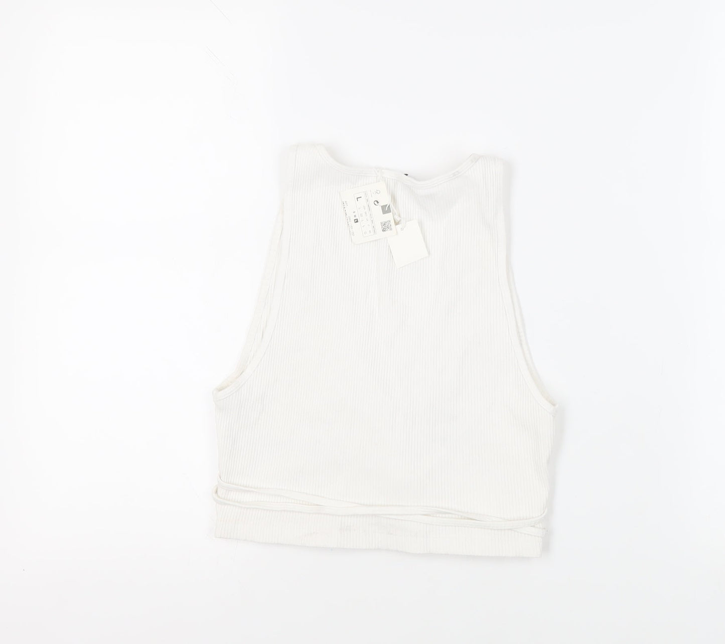 Womens UK Size L Zara White Cropped Tank