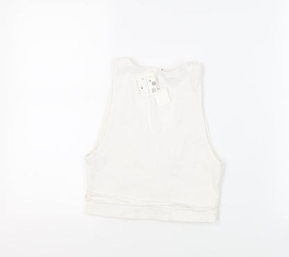 Womens UK Size L Zara White Cropped Tank