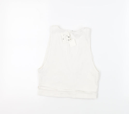 Womens UK Size L Zara White Cropped Tank