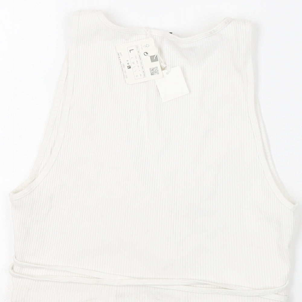 Womens UK Size L Zara White Cropped Tank