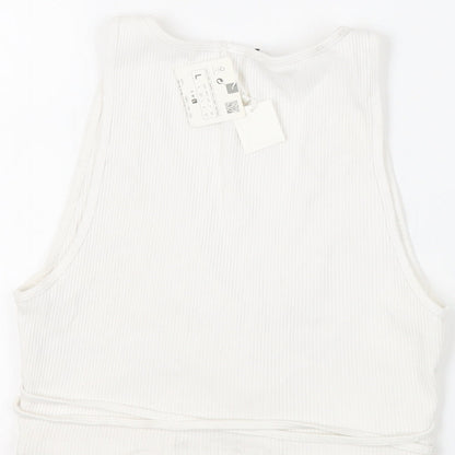 Womens UK Size L Zara White Cropped Tank