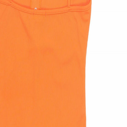 PRETTYLITTLETHING Womens Orange Polyester Bodycon Size 10 Scoop Neck Pullover - Ribbed