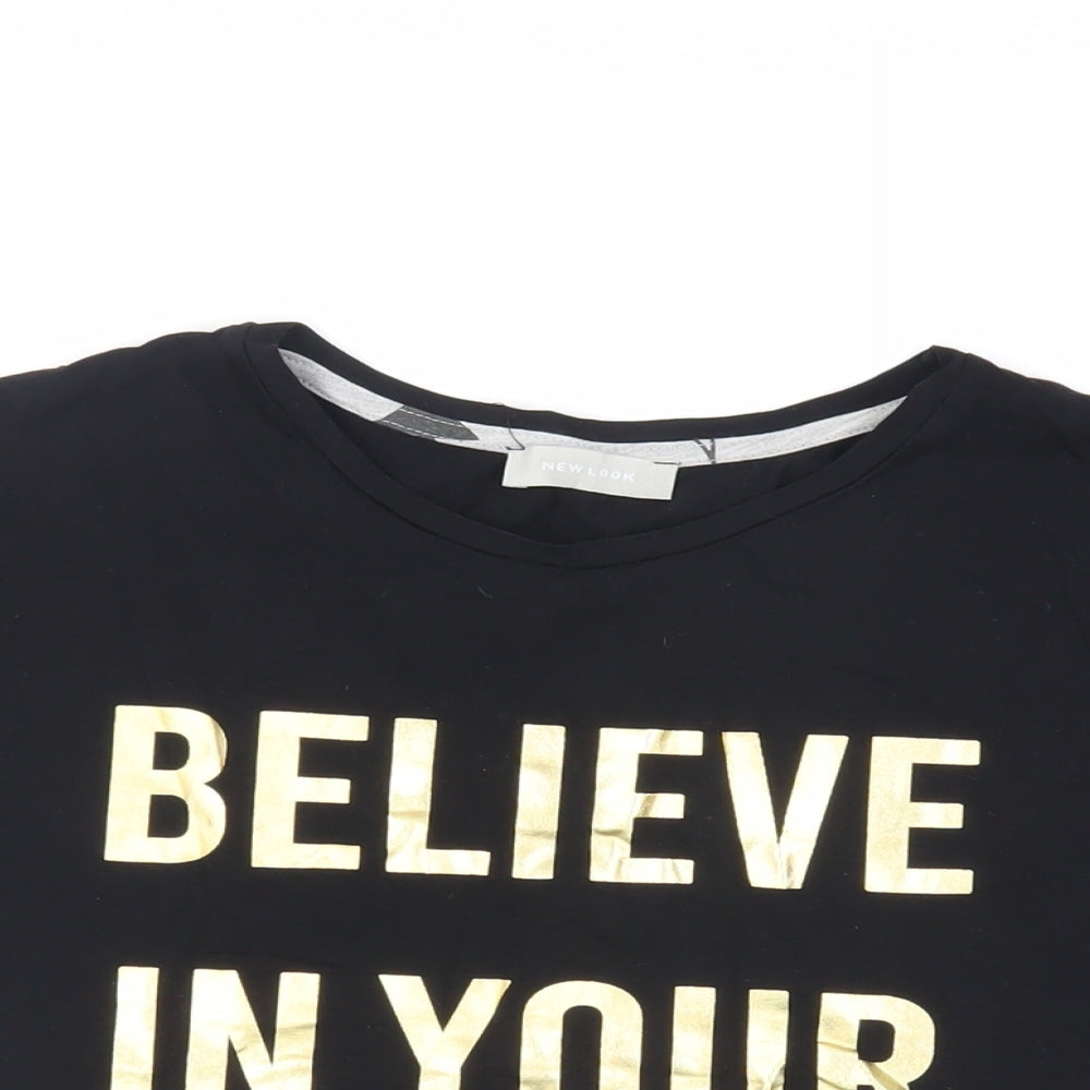 Womens UK Size S New Look Black Basic T-Shirt