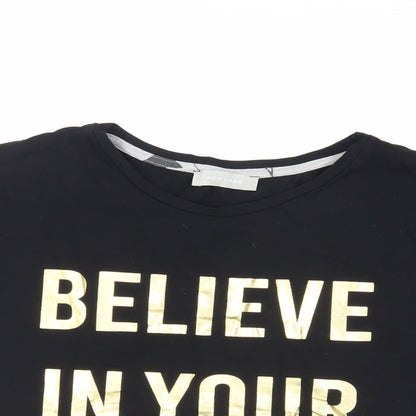 Womens UK Size S New Look Black Basic T-Shirt