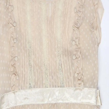 Miss Selfridge Womens Beige Polyester A-Line Size 12 Boat Neck Zip