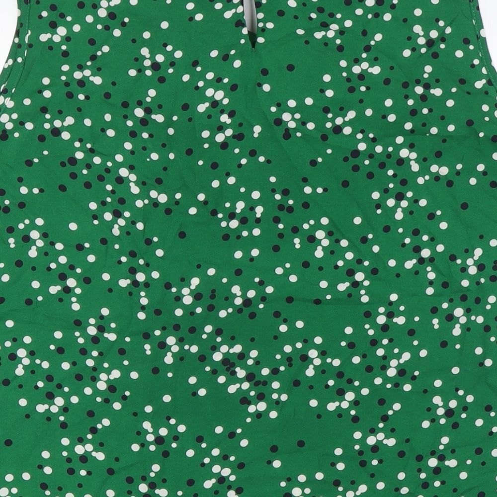 Paraphrase Womens Green Polka Dot Polyester Basic Button-Up Size 20 Round Neck