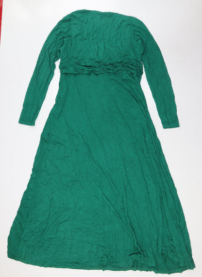 Look For The Stars Womens Green Polyester A-Line Size 18 V-Neck