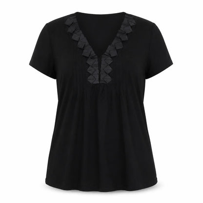Womens UK Size 16 Mia Moda Black Basic Button-Up