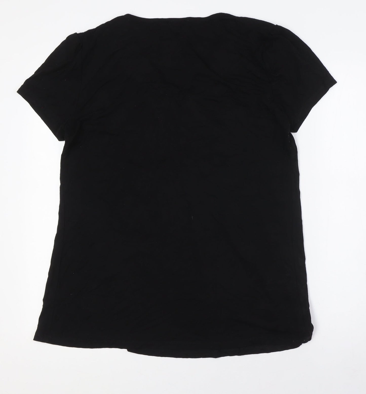 Mia Moda Womens Black Viscose Basic Button-Up Size 16 V-Neck