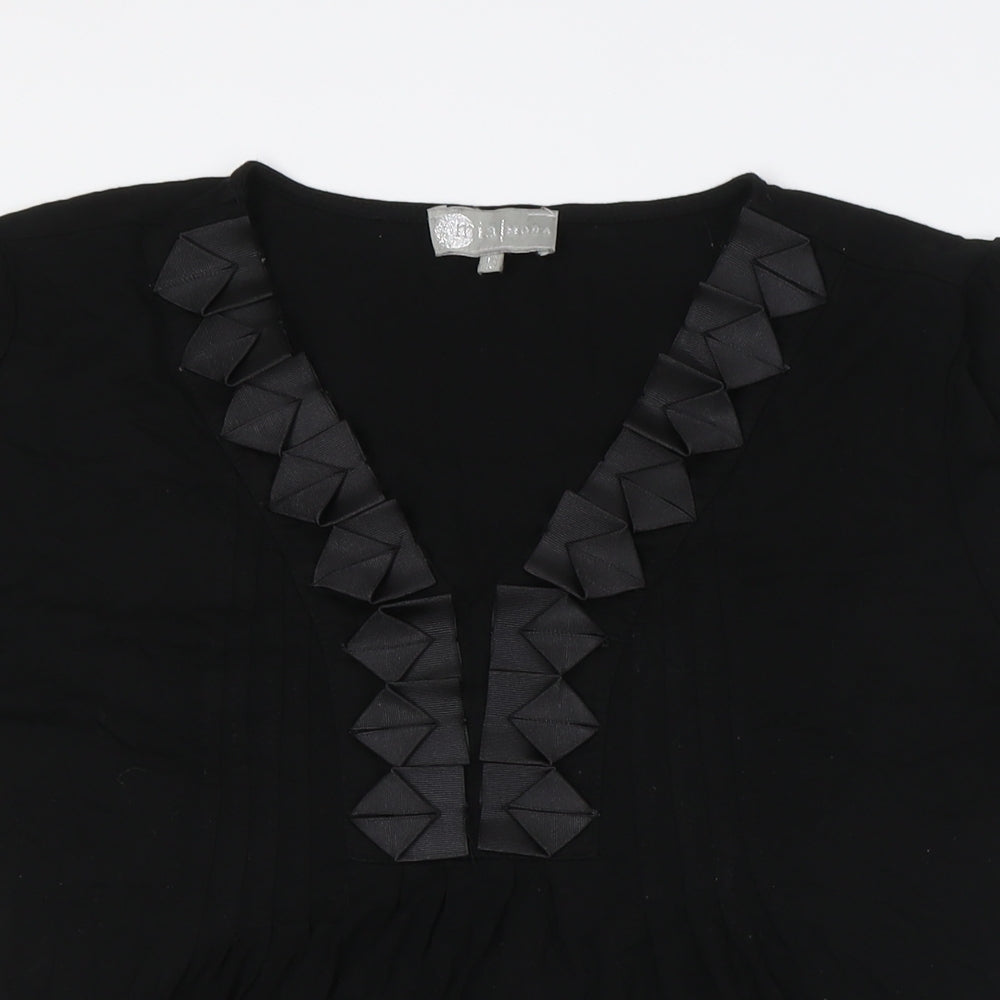 Mia Moda Womens Black Viscose Basic Button-Up Size 16 V-Neck