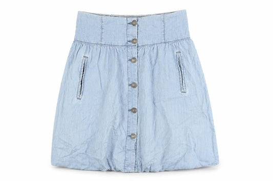 zeana Womens Blue Cotton A-Line Skirt Size S Button