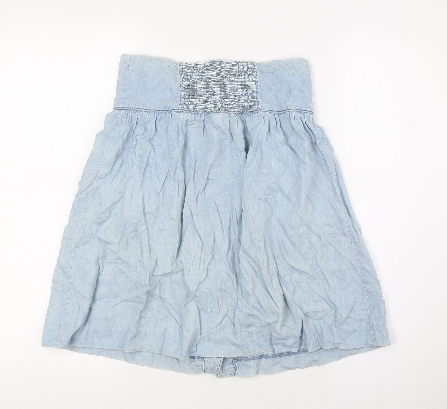 zeana Womens Blue Cotton A-Line Skirt Size S Button