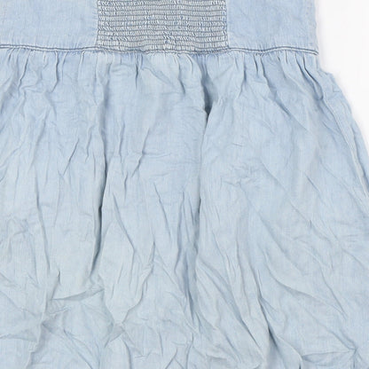 zeana Womens Blue Cotton A-Line Skirt Size S Button