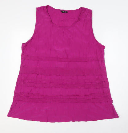 Merric Womens Pink Polyester Basic Button-Up Size 20 Round Neck