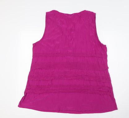 Merric Womens Pink Polyester Basic Button-Up Size 20 Round Neck