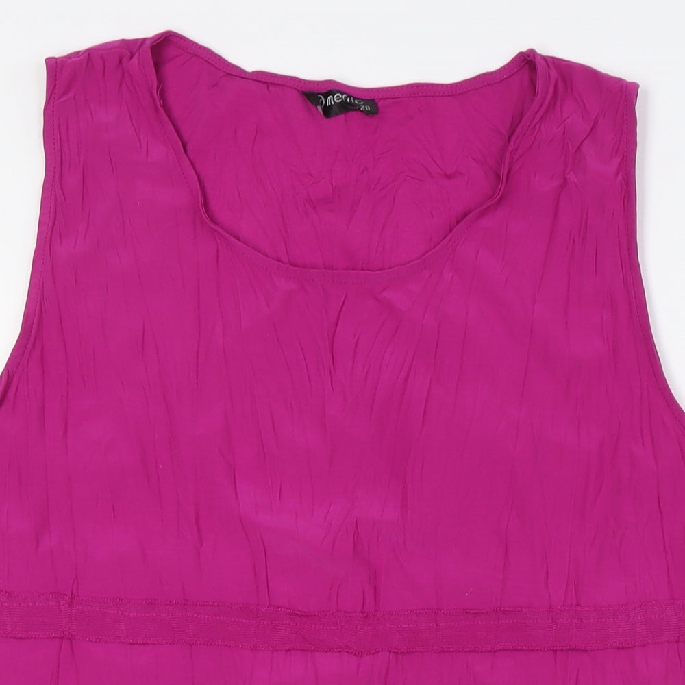 Merric Womens Pink Polyester Basic Button-Up Size 20 Round Neck