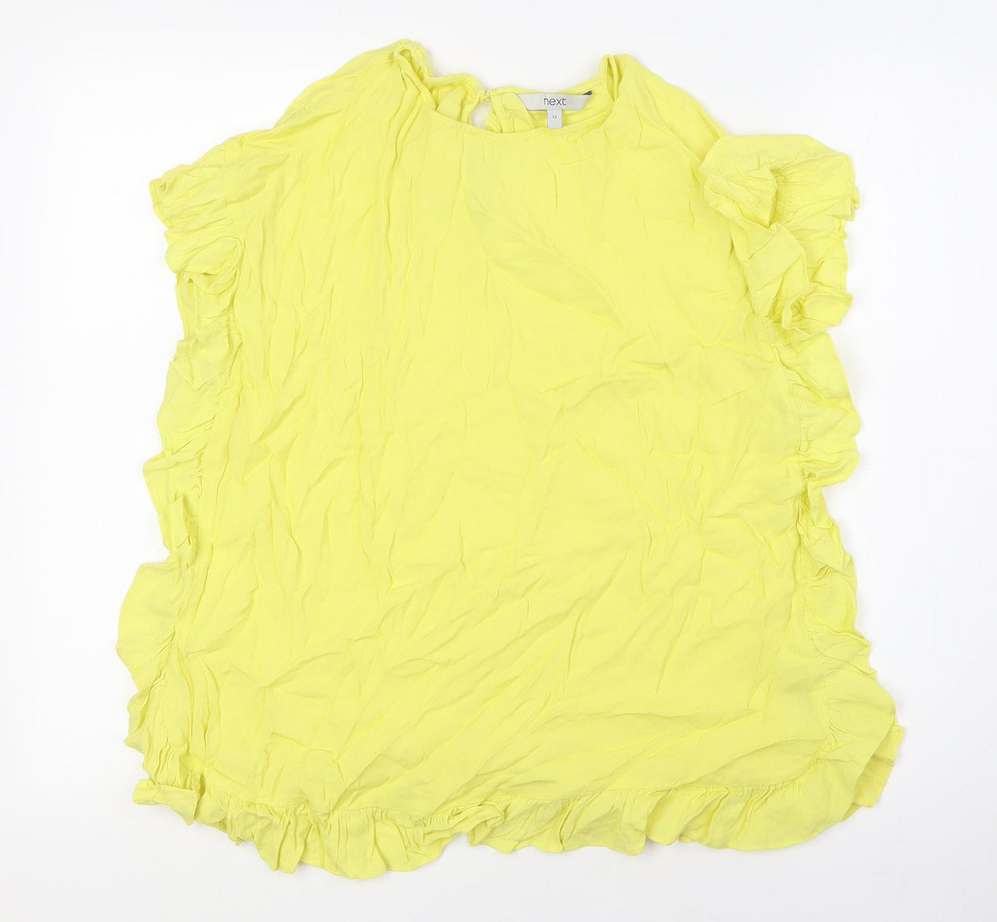 Womens UK Size 12 NEXT Yellow Basic Button-Up