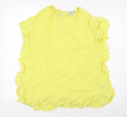 Womens UK Size 12 NEXT Yellow Basic Button-Up
