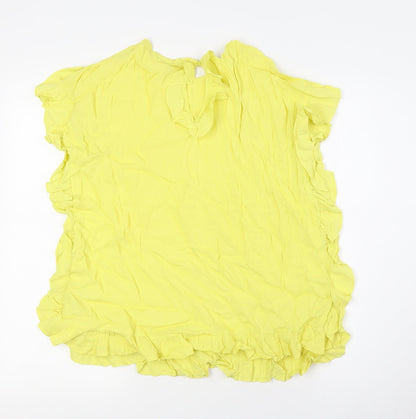 Womens UK Size 12 NEXT Yellow Basic Button-Up
