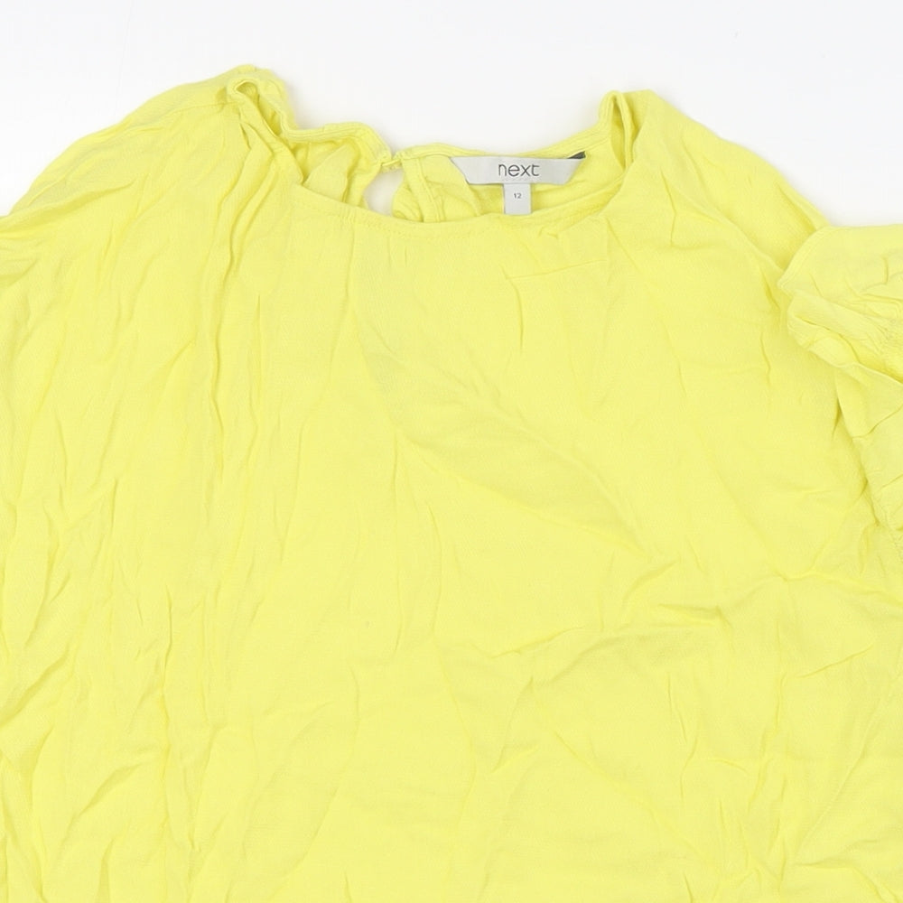 Womens UK Size 12 NEXT Yellow Basic Button-Up