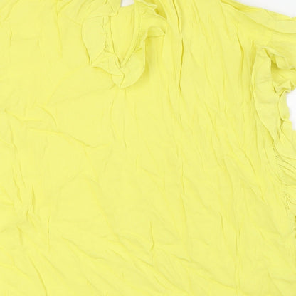 Womens UK Size 12 NEXT Yellow Basic Button-Up