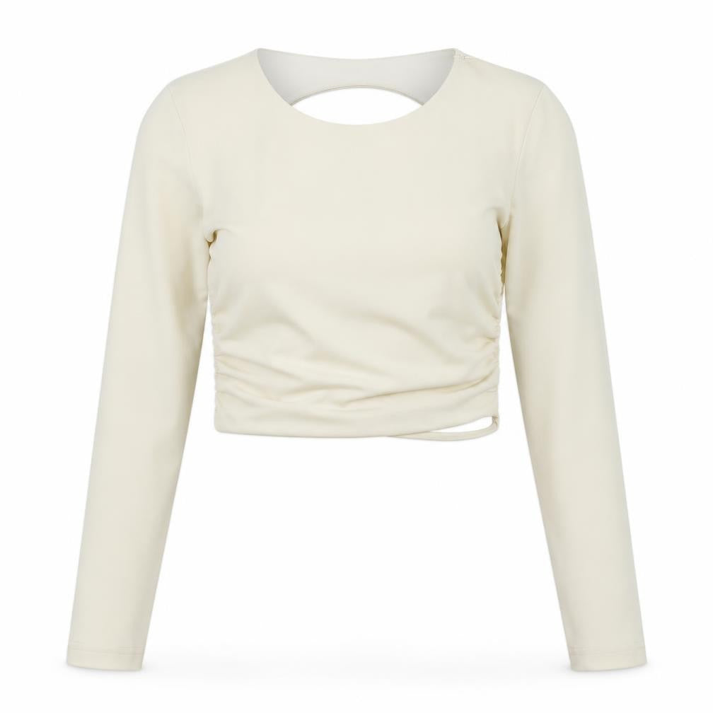 Womens UK Size M Zara Ivory Cropped Button-Up