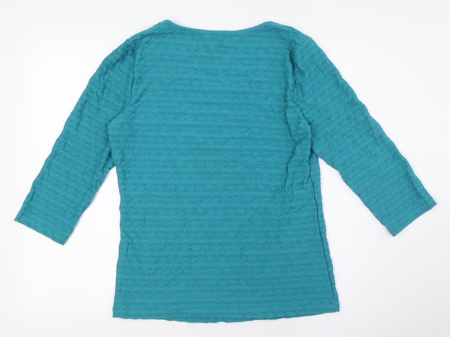 Per Una Womens Green Polyester Basic Button-Up Size 12 Round Neck