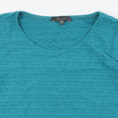 Per Una Womens Green Polyester Basic Button-Up Size 12 Round Neck