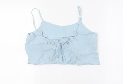 Zara Girls Blue Modal Cropped Button-Up Size 13-14 Years Scoop Neck