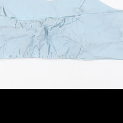 Zara Girls Blue Modal Cropped Button-Up Size 13-14 Years Scoop Neck