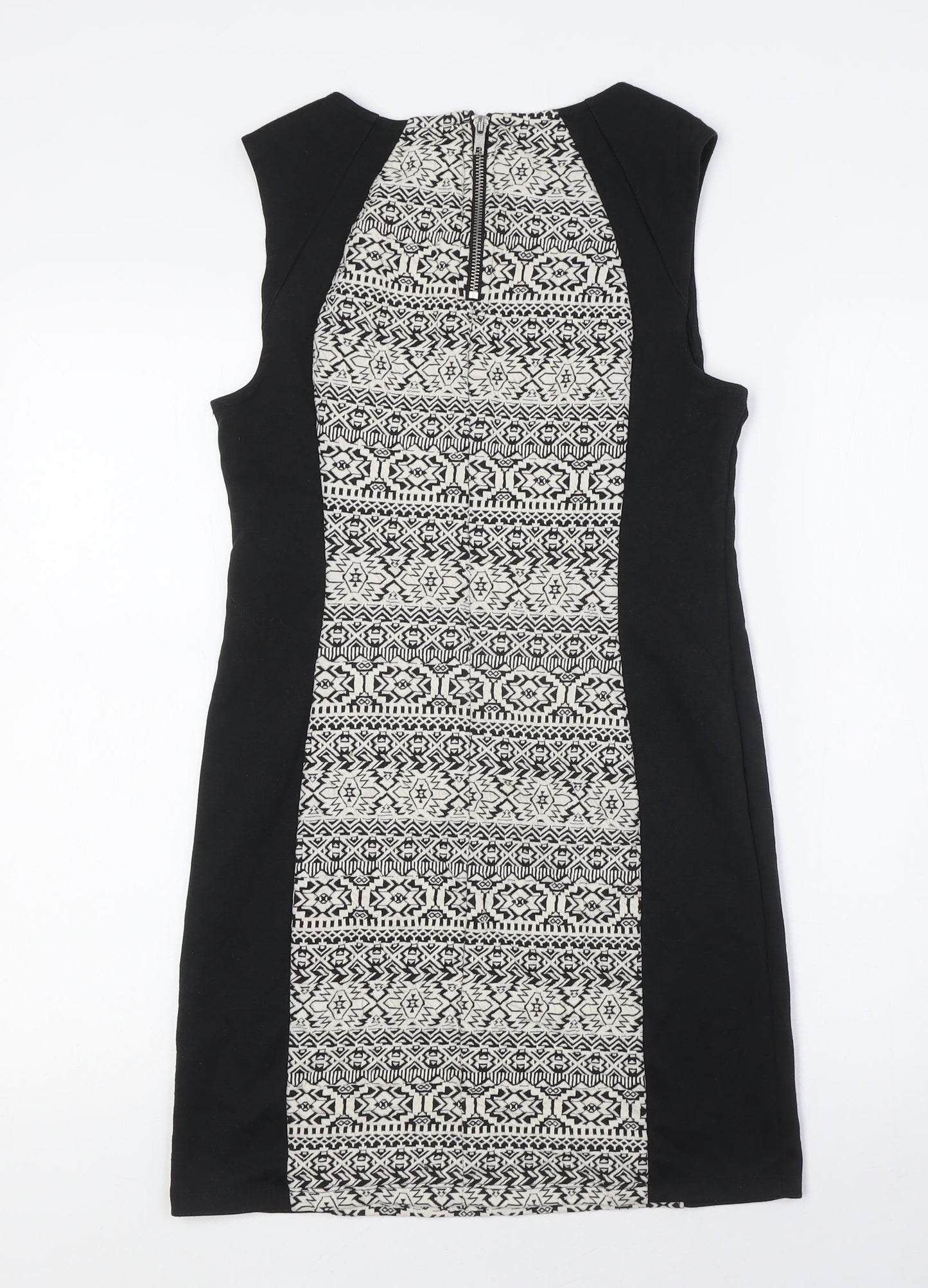 Divided by H&M Womens Black Polyester Pencil Dress Size 16 Round Neck Zip