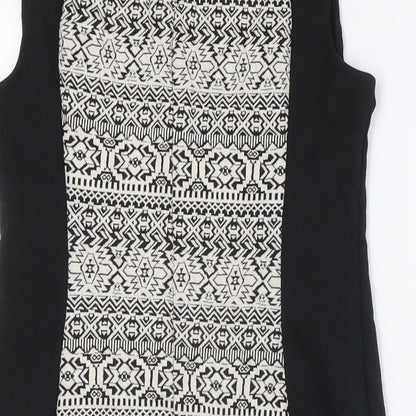 Divided by H&M Womens Black Polyester Pencil Dress Size 16 Round Neck Zip