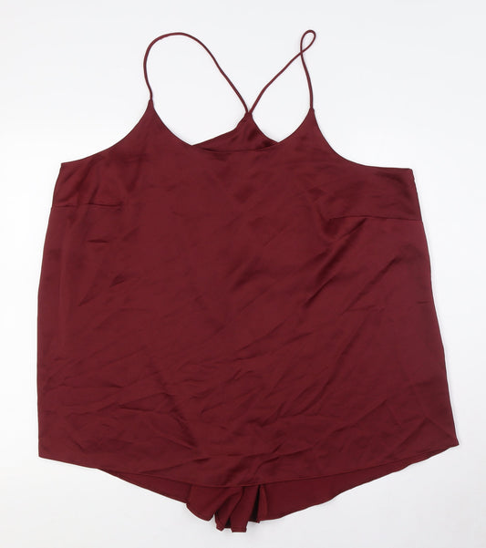 Collection Womens Red Polyester Camisole Button-Up Size 20 Scoop Neck