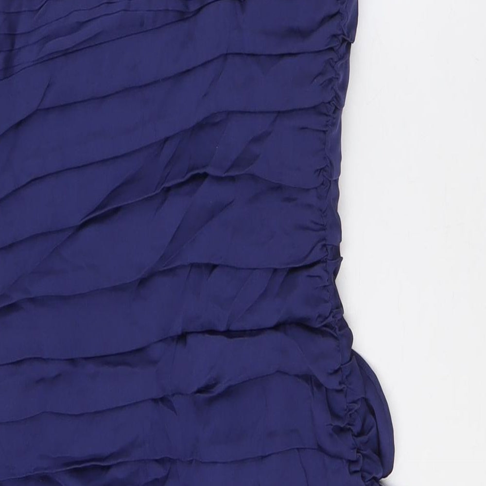 Coast Womens Blue Silk Pencil Dress Size 8 One Shoulder Zip